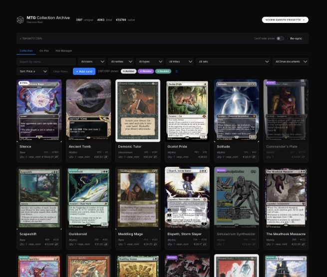 MTG Archive — Web app per collezioni di carte